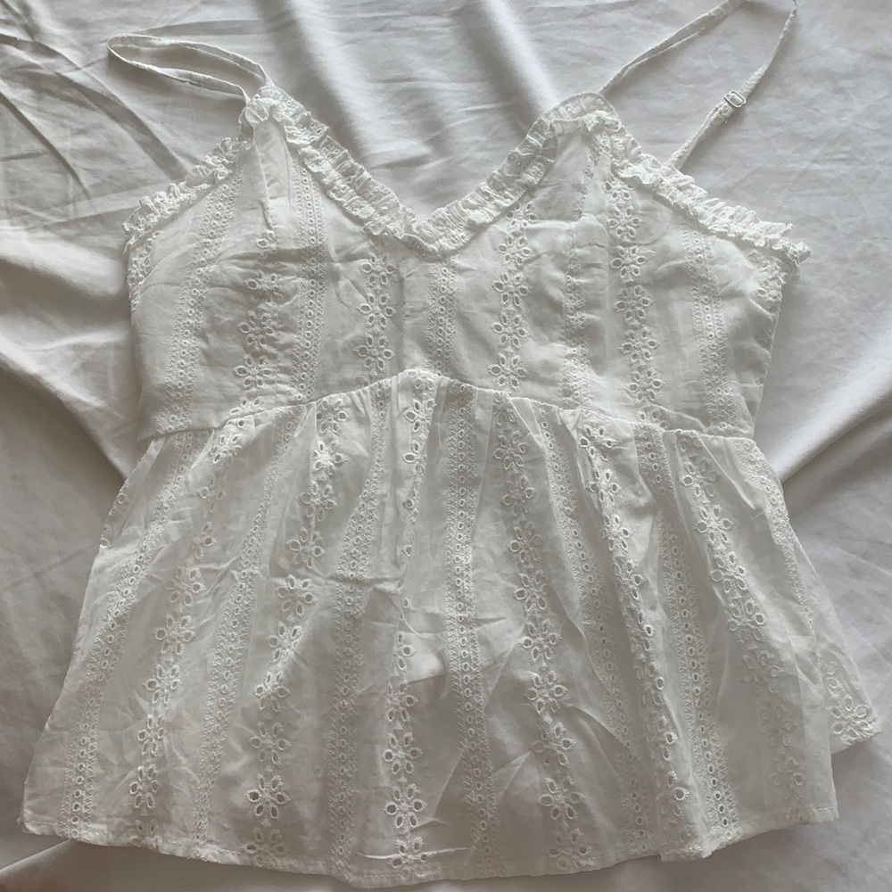 white foral top